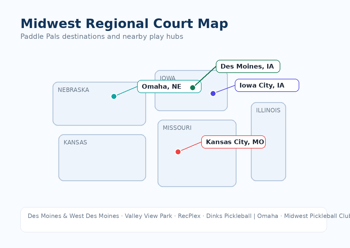 Midwest regional pickleball court map